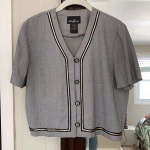 Vintage Houndtooth boxy button up with Gold trim